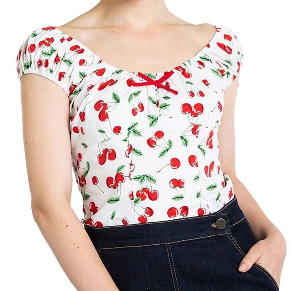 Hell Bunny Sweetie Top Cherry Print